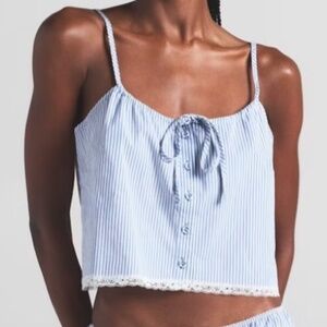 Skims Crop Poplin Sleep Cami Tank Top NWT — Size Large